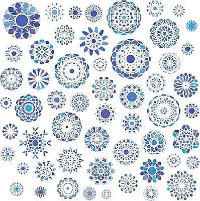 EPS 해외이미지 디자인 일러스트 추상 사람없음 파란색 세트 오리엔탈 심볼 만다라 해외일러스트 컬러 무늬 파일형식 벡터 이미지허브