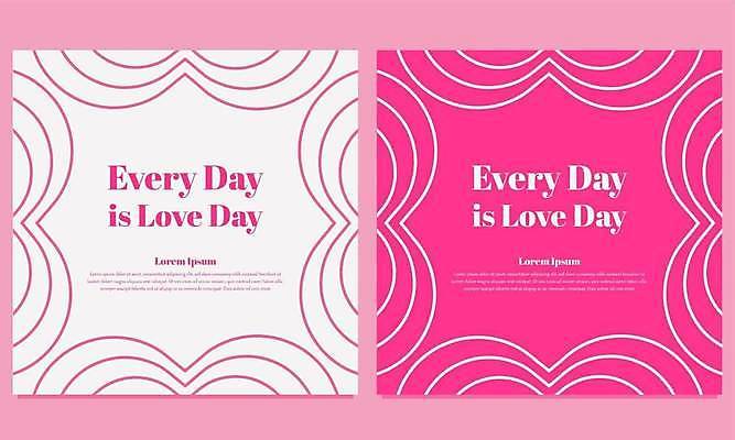 EPS 해외이미지 배너 분홍색 데이트 일러스트 발렌타인데이 사랑 낭만 하트 축하 소셜미디어 해외일러스트 모양 감정 컬러 컨셉 데이이벤트 파일형식 벡터 이미지허브