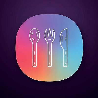 EPS 해외이미지 포크 일러스트 사람없음 컬러풀 숟가락 나이프 어플리케이션 그라데이션 해외일러스트 식기 컬러 수저 칼 파일형식 벡터 이미지허브