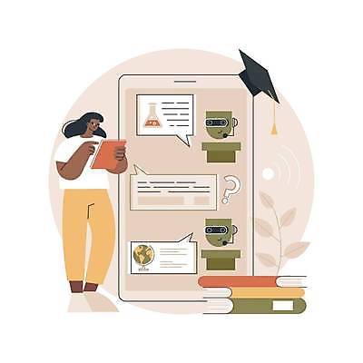 EPS 해외이미지 전신 말풍선 일러스트 학사모 대화 한명 서기 들기 성인 스마트폰 태블릿 지구본 물음표 질문 고객 서비스 비커 대답 소프트웨어 책더미 성인여자한명만 채팅봇 AI_인공지능 해외일러스트 모자_잡화 1 기호 졸업 모션 실험기구 말하기 사람 책 전자제품 핸드폰 스마트기기 무더기 여자한명만 성인여자만 파일형식 벡터 이미지허브