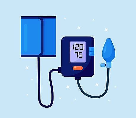 EPS 해외이미지 하늘색 일러스트 의학 건강 사람없음 반짝임 건강관리 혈압계 해외일러스트 의료기기 모션 관리 파란색 혈압 파일형식 벡터 이미지허브