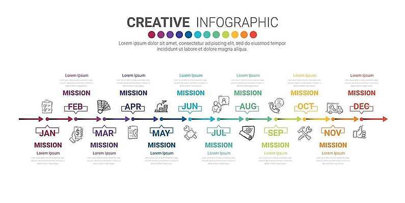 EPS 해외이미지 화살표 일러스트 비즈니스 사람없음 컬러풀 인포그래픽 연도 단계 미션 해외일러스트 컬러 파일형식 벡터 이미지허브