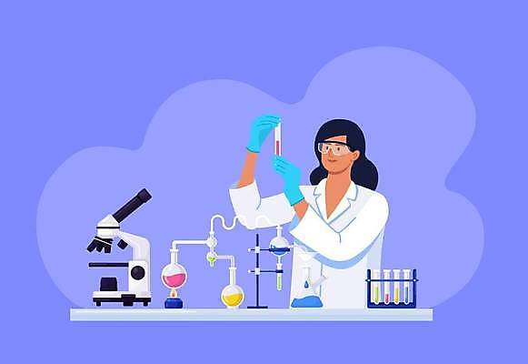 EPS 해외이미지 여자 일러스트 의학 건강 현미경 들기 상반신 성인 건강관리 보라색 의료진 연구원 과학자 시험관 비커 보안경 성인여자한명만 해외일러스트 직업 컬러 과학 모션 실험기구 관리 사람 안전장비 학자 여자한명만 성인여자만 파일형식 벡터 이미지허브