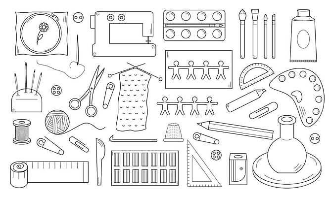 EPS 해외이미지 손 교육 종이 어린이 일러스트 학교 주택 아이디어 미술 취미 장식 세트 페인트 장비 기구 공구 직물 뜨개질 작업실 플랫 낙서 바느질 스케치 자르기 수집 그림 심플 손그림 시트 수공예 DIY 판지 양모 스크랩북 엘리먼트 핸드메이드 해외일러스트 컨셉 모션 문화예술 사람 건물 신체부위 도구 공예 파일형식 벡터 이미지허브