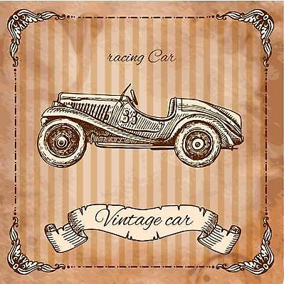 EPS 해외이미지 디자인 리본 일러스트 사람없음 갈색 골동품 빈티지 클래식카 클래식자동차 해외일러스트 컬러 컨셉 승용차 자동차 파일형식 벡터 이미지허브