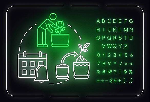 EPS 해외이미지 전신 알파벳 꽃 화살표 화분 화초 선 백그라운드 일러스트 한명 사람 타이포그라피 사람없음 달력 성장 화려 알림 심볼 원예 네온 형광등 해외일러스트 식물 문자 1 영어 컨셉 전등 취미 파일형식 벡터 이미지허브