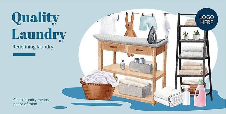 EPS 해외이미지 일러스트 선반 사람없음 수건 빨래 빨랫줄 옷걸이 세제 빨래바구니 빨랫감 세탁용품 위생관리 해외일러스트 줄 가구 생활용품 가사 관리 위생용품 바구니 파일형식 벡터 이미지허브