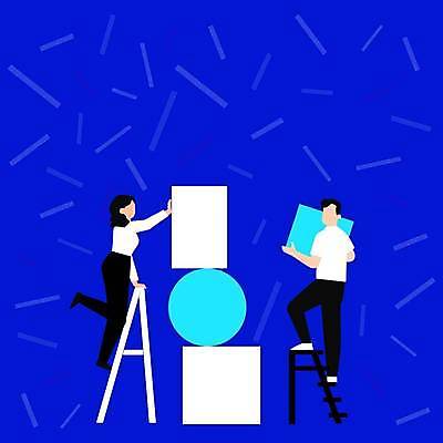 EPS 해외이미지 전신 여자 남자 백그라운드 일러스트 사다리 프레임 들기 성인 두명 쌓기 오르기 성인만 카피스페이스 해외일러스트 모션 사람 공백 도구 파일형식 벡터 이미지허브