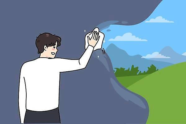 EPS 해외이미지 라이프스타일 남자 행복 일러스트 한명 들기 상반신 성인 파란색 긍정 걸레 닦기 성인남자한명만 해외일러스트 1 감정 컬러 컨셉 모션 사람 생활 청소도구 남자한명만 성인남자만 파일형식 벡터 이미지허브