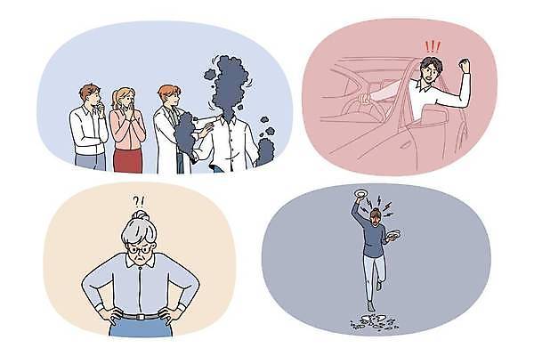 EPS 해외이미지 전신 접시 여자 노년 남자 감정 할머니 허리손 일러스트 자동차 여러명 상반신 성인 분노 던지기 성인만 해외일러스트 식기 육상교통 포즈 다수 모션 사람 파일형식 벡터 이미지허브