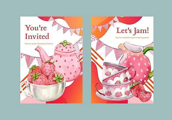 EPS 해외이미지 일러스트 딸기 사람없음 빨간색 쌓기 찻잔 찻주전자 담기 가랜드 해외일러스트 컬러 과일 모션 주전자 잔 파티용품 파일형식 벡터 이미지허브