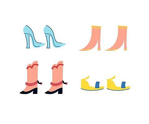 EPS 해외이미지 모델 디자인 옷 신발 스티커 유니폼 겨울 일러스트 부츠 따뜻함 빨간색 세트 컬러풀 유행 축제 플랫 가죽 만화 수집 보따리 스타일 해외일러스트 계절 컬러 파일형식 벡터 이미지허브