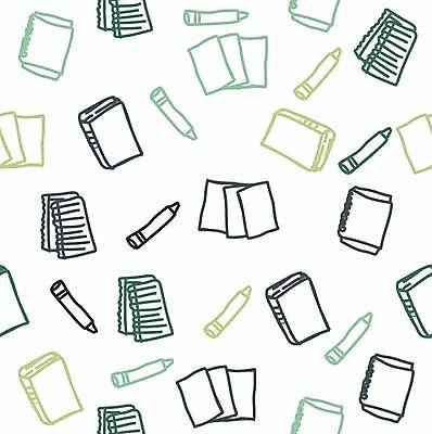 EPS 해외이미지 디자인 종이 일러스트 사람없음 책 초록색 패턴백그라운드 크레파스 스프링노트 줄노트 해외일러스트 컬러 백그라운드 패턴 학용품 공책 파일형식 벡터 이미지허브