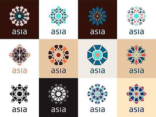 EPS 해외이미지 디자인 일러스트 추상 사람없음 세트 컬러풀 오리엔탈 심볼 만다라 해외일러스트 컬러 무늬 파일형식 벡터 이미지허브