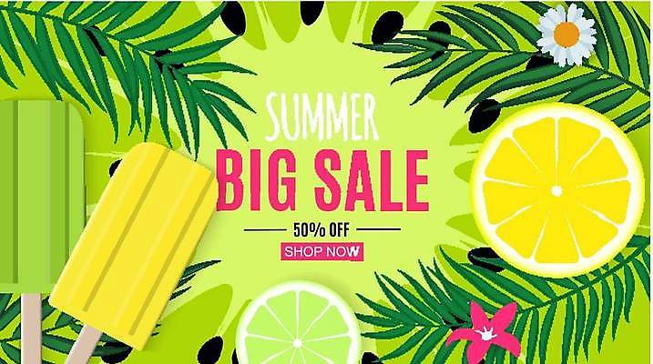 EPS 해외이미지 배너 꽃 잎 일러스트 이벤트 사람없음 연두색 세일 레몬 라임 막대아이스크림 빅세일 해외일러스트 식물 과일 아이스크림 초록색 파일형식 벡터 이미지허브