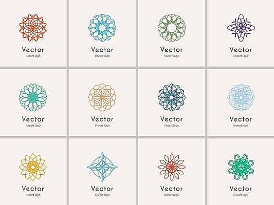 EPS 해외이미지 디자인 일러스트 추상 사람없음 세트 컬러풀 오리엔탈 심볼 만다라 해외일러스트 컬러 무늬 파일형식 벡터 이미지허브