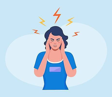 EPS 해외이미지 여자 하늘색 일러스트 의학 건강 한명 상반신 성인 건강관리 고통 찡그림 두통 성인여자한명만 해외일러스트 1 감정 표정 관리 사람 파란색 질병 여자한명만 성인여자만 파일형식 벡터 이미지허브