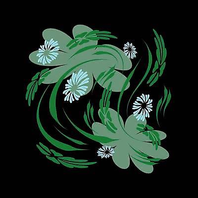 EPS 해외이미지 디자인 꽃 잎 일러스트 미술 사람없음 초록색 검은색 화려 민화 해외일러스트 식물 컬러 컨셉 문화예술 그림 파일형식 벡터 이미지허브