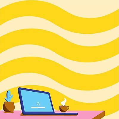 EPS 해외이미지 화분 커피 백그라운드 일러스트 선인장 프레임 사람없음 컵 노트북 카피스페이스 해외일러스트 식물 식기 음료 전자제품 공백 파일형식 벡터 이미지허브