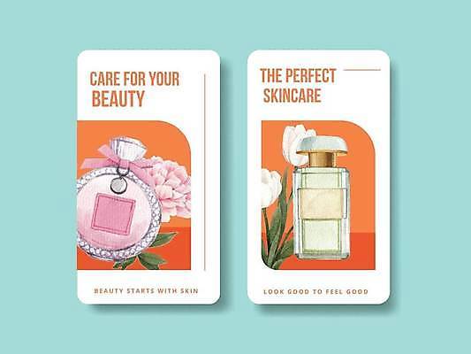 EPS 해외이미지 꽃 일러스트 사람없음 세트 뷰티 주황색 흰색 향수 소셜네트워크 소셜미디어 해외일러스트 식물 컬러 화장품 파일형식 벡터 이미지허브