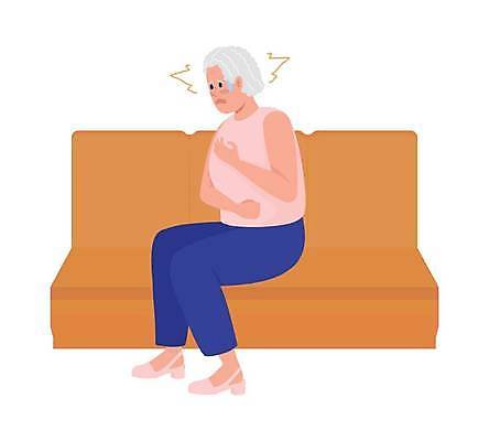 EPS 해외이미지 여자 노년 일러스트 건강 한명 앉기 소파 노인여자한명만 공황장애 해외일러스트 1 의자 모션 사람 성인 정신질환 여자한명만 노인여자만 파일형식 벡터 이미지허브