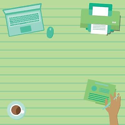 EPS 해외이미지 손 커피 백그라운드 일러스트 프레임 신체부위 노트북 펜 마우스 인쇄기 카피스페이스 해외일러스트 음료 사람 전자제품 필기구 컴퓨터용품 공백 파일형식 벡터 이미지허브