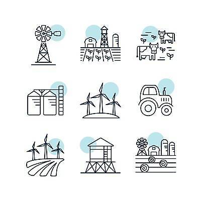 EPS 해외이미지 밭 농업 일러스트 바람 풍경 물 농장 탑 힘 풍차 수확 저수지 소 건초더미 농부 컨테이너 엘리베이터 탱크 트랙터 펌프 외양간 모종 밭일 해외일러스트 자연요소 직업 건축물 산업 포유류 날씨 건초 농기계 특수차량 파일형식 벡터 더미 이미지허브