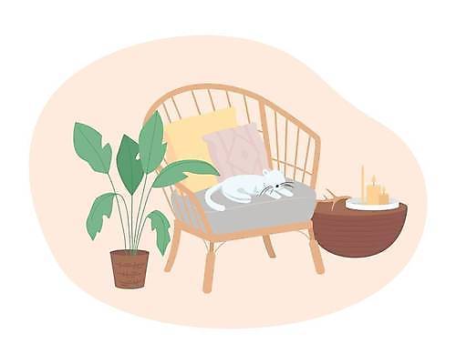 EPS 해외이미지 한마리 화분 줄기 쿠션 잎 일러스트 초 사람없음 소파 고양이 원예 살구색 양초꽂이 반려식물 해외일러스트 식물 1 컬러 의자 포유류 취미 반려동물 꽂이 파일형식 벡터 이미지허브