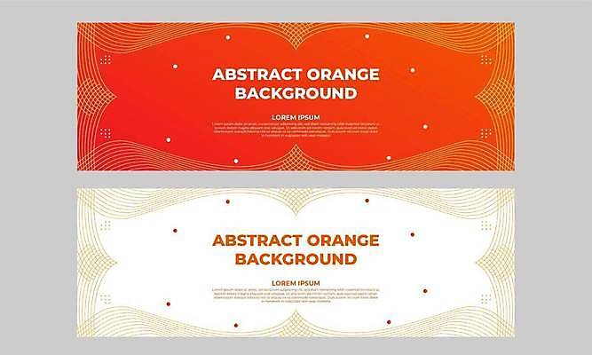 EPS 해외이미지 디자인 가로배너 백그라운드 일러스트 추상 프레임 사람없음 세트 주황색 흰색 해외일러스트 배너 컬러 무늬 가로 파일형식 벡터 이미지허브