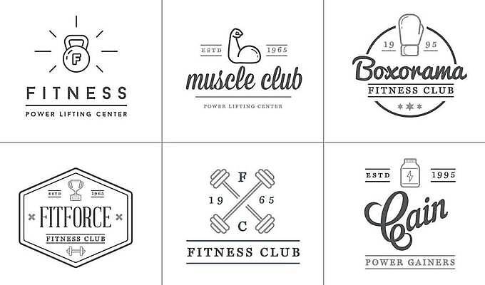 EPS 해외이미지 디자인 일러스트 근육 사람없음 세트 라벨 헬스 아령 헬스장 권투글러브 트로피 심볼 체육관 케틀벨 해외일러스트 프레임 운동 글러브 상_우승 파일형식 벡터 이미지허브