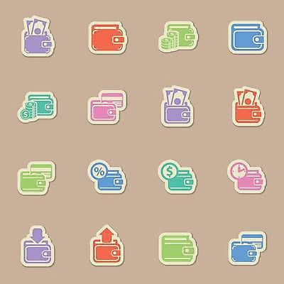 EPS 해외이미지 스티커 지폐 일러스트 사람없음 세트 컬러풀 라벨 달러 신용카드 지갑 동전탑 해외일러스트 컬러 돈 프레임 금융 쌓기 동전 파일형식 벡터 이미지허브