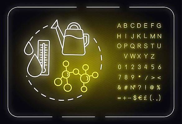 EPS 해외이미지 알파벳 선 백그라운드 일러스트 타이포그라피 사람없음 물뿌리개 물방울 화려 온도계 심볼 네온 성분 형광등 수질 해외일러스트 문자 영어 컨셉 전등 파일형식 벡터 이미지허브