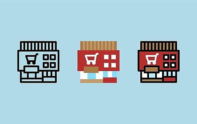 EPS 해외이미지 잡화 지도 일러스트 비즈니스 건물 장식 쇼핑 세트 상점 카트 시장 플랫 상품 슈퍼마켓 스타일 해외일러스트 건축물 파일형식 벡터 이미지허브