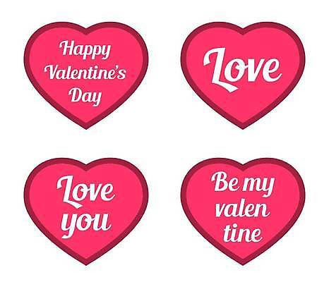 EPS 해외이미지 일러스트 발렌타인데이 사랑 사람없음 세트 하트 메시지 진분홍색 해외일러스트 모양 감정 분홍색 데이이벤트 파일형식 벡터 이미지허브