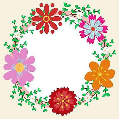 EPS 해외이미지 꽃 잎 일러스트 사람없음 원형프레임 꽃프레임 해외일러스트 식물 프레임 원형 파일형식 벡터 이미지허브
