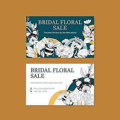 EPS 해외이미지 식물 꽃 꽃다발 나비 일러스트 명함 사람없음 흰색 윤곽 청록색 해외일러스트 컬러 곤충 파일형식 벡터 이미지허브