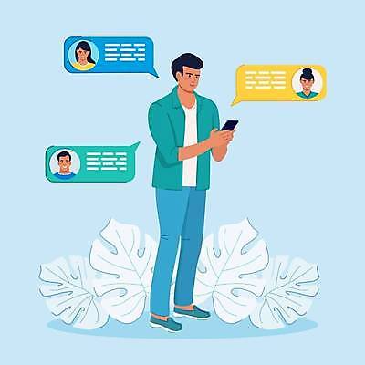 EPS 해외이미지 인터넷 일러스트 텍스트 통신 관계 모바일 새로움 말하기 대화 사람 그래픽 친구 스마트폰 핸드폰 스크린 거품 메시지 플랫 어플리케이션 토론 편지 전화기 알림 온라인 소통 경보 고립 문자메시지 소셜 채팅 해외일러스트 컨셉 모션 전자제품 스마트기기 파일형식 벡터 이미지허브