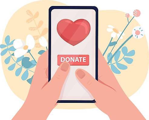 EPS 해외이미지 손 꽃 일러스트 텍스트 들기 신체부위 스마트폰 하트 기부 헬프 자선단체 해외일러스트 모양 식물 모션 사람 핸드폰 스마트기기 도움 그룹 자선 파일형식 벡터 이미지허브