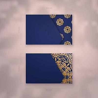 EPS 해외이미지 디자인 백그라운드 패턴 일러스트 명함 사람없음 파란색 세트 금색 고급 만다라 목업 해외일러스트 컬러 컨셉 무늬 파일형식 벡터 이미지허브