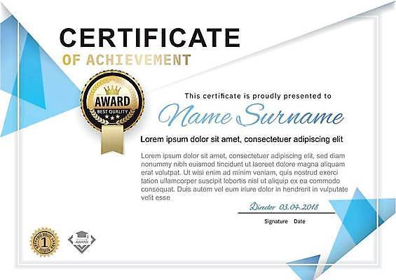 EPS 해외이미지 하늘색 일러스트 왕관 타이포그라피 사람없음 상패 임명장 상장프레임 해외일러스트 문자 프레임 파란색 상_우승 파일형식 벡터 이미지허브