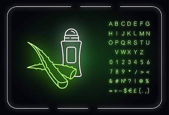 EPS 해외이미지 알파벳 선 백그라운드 일러스트 타이포그라피 사람없음 화장품 화려 심볼 네온 형광등 알로에 해외일러스트 식물 문자 영어 컨셉 전등 뷰티 파일형식 벡터 이미지허브