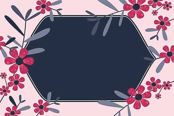 EPS 해외이미지 꽃 분홍색 잎 일러스트 사람없음 남색 꽃프레임 다각형 해외일러스트 도형 식물 컬러 프레임 파일형식 벡터 이미지허브