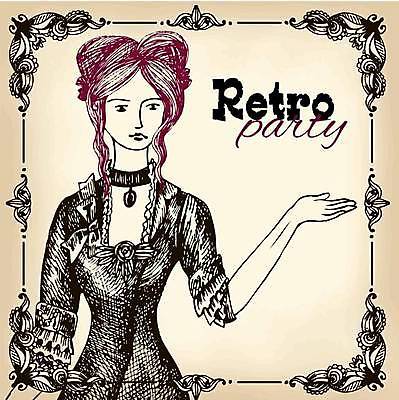 EPS 해외이미지 헤어스타일 디자인 여자 일러스트 한명 사람 상반신 성인 파티 가리킴 화려 클래식 복고 엽서 초대 스타일 성인여자한명만 해외일러스트 1 컨셉 손짓 이벤트 편지 여자한명만 성인여자만 파일형식 벡터 이미지허브