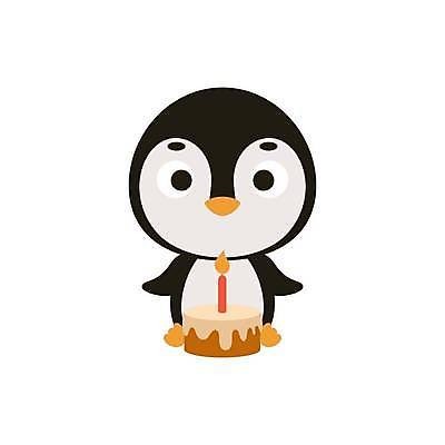 EPS 해외이미지 일러스트 촛불 사람없음 귀여움 케이크 만화 펭귄 펭귄캐릭터 해외일러스트 동물캐릭터 컨셉 초 조류 디저트 파일형식 벡터 이미지허브