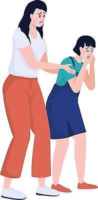 EPS 해외이미지 전신 여자 일러스트 포옹 청소년 엄마 함께함 안전 성인 두명 울음 헬프 여자만 해외일러스트 컨셉 가족 안기 표정 사람 도움 파일형식 벡터 이미지허브