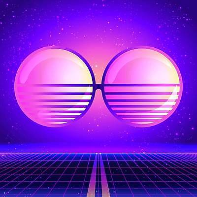 EPS 해외이미지 일러스트 사람없음 선글라스 보라색 사이버 복고 네온 테크노 해외일러스트 안경 컬러 파일형식 벡터 이미지허브