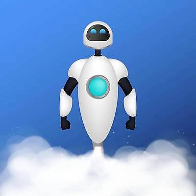 EPS 해외이미지 일러스트 사람없음 파란색 로켓 연기 로봇 해외일러스트 컬러 파일형식 벡터 이미지허브