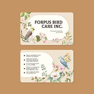 EPS 해외이미지 꽃 두마리 일러스트 명함 조류 사람없음 앵무새 베이지색 해외일러스트 식물 동물 컬러 2 파일형식 벡터 이미지허브