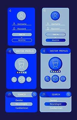 EPS 해외이미지 일러스트 사람없음 파란색 정보 UI 검색창 로그인 엘리먼트 해외일러스트 컬러 파일형식 벡터 이미지허브