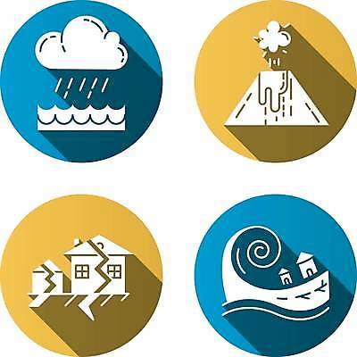 EPS 해외이미지 파도 일러스트 사람없음 파란색 세트 노란색 위험 홍수 자연재해 화산 폭풍 화산폭발 폭우 쓰나미 지진 해외일러스트 바다 컬러 컨셉 날씨 산 폭발 재해 해일 파일형식 벡터 이미지허브